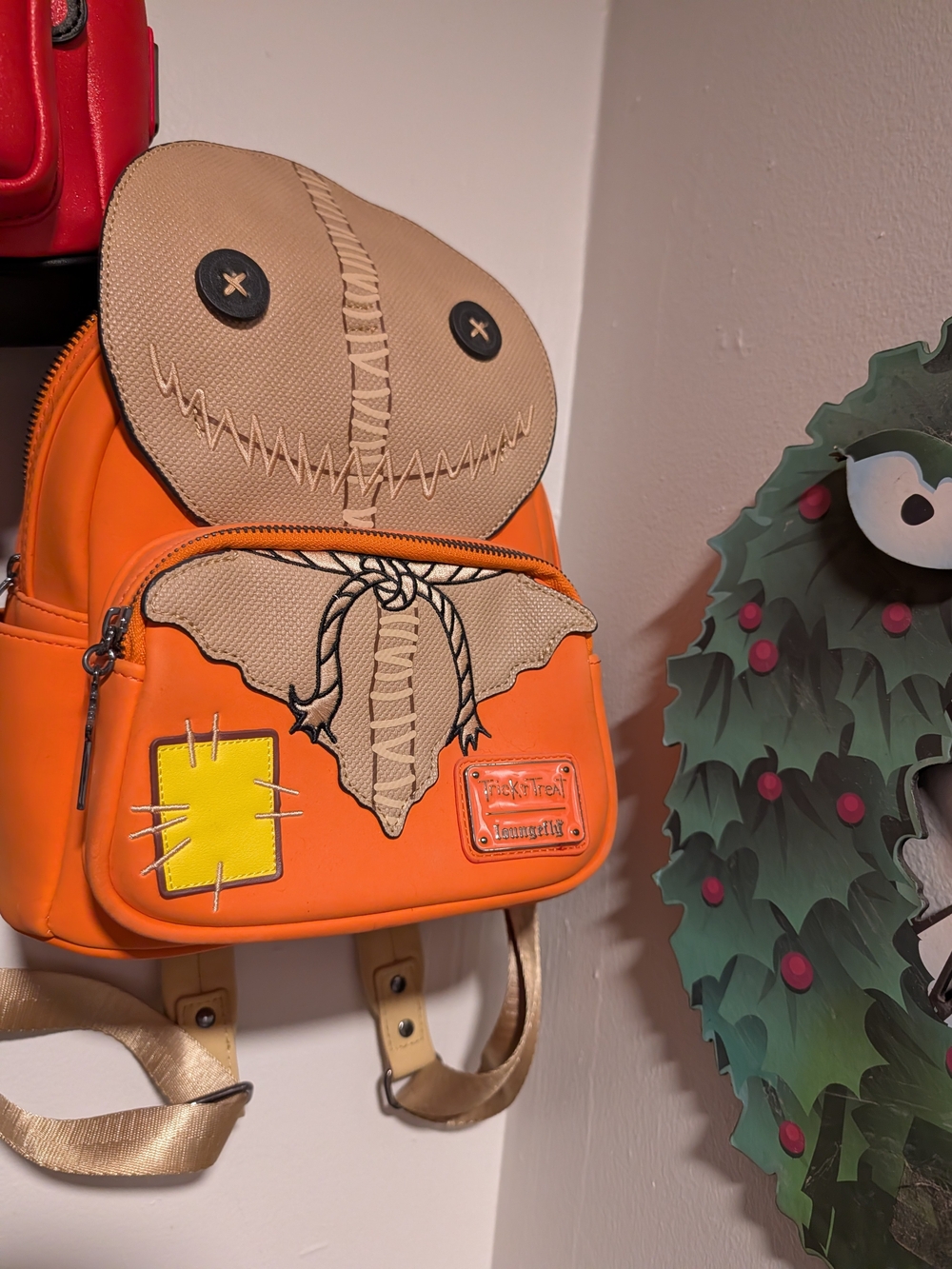 Loungefly Orange and Tan Sam Plush Face Kids Mini Backpack